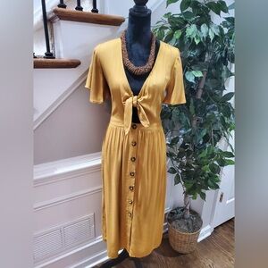 Mimi Chica Women's V-Neck Short Sleeves Midi Dress